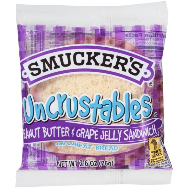 SMUCKERS INDIVIDUALLY WRAPPED PEANUT BUTTER AND GRAPE JELLY UNCRUSTABLE