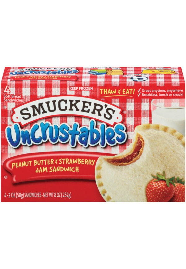 SMUCKERS INDIVIDUALLY WRAPPED PEANUT BUTTER AND STRAWBERRY JELLY UNCRUSTABLE